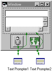 Window with text prompters
