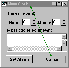 Alarm clock event-to-action connection