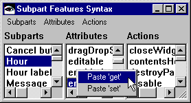 Subpart Features Syntax window
