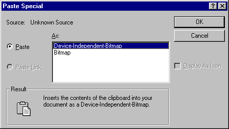 The standard Paste Special Dialog