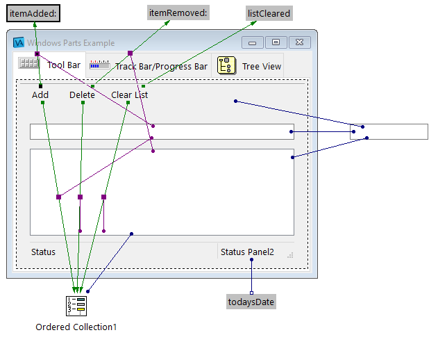 Connections for the example