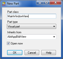 New part window New part window