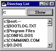 Directory list window Directory list window