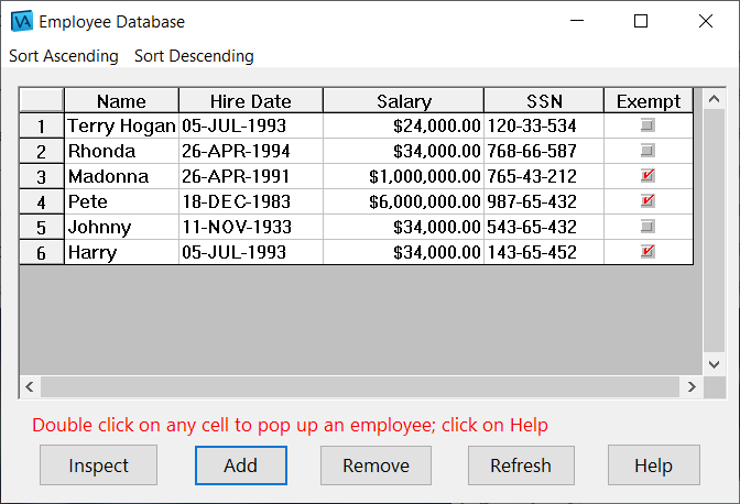 WidgetKit Pro Spreadsheet with employee database example